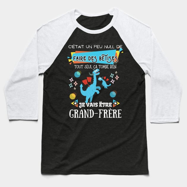 Enfant Futur Grand Frère 2023 Drôle Annonce Dinosaure Bêtises Baseball T-Shirt by Helen Morgan